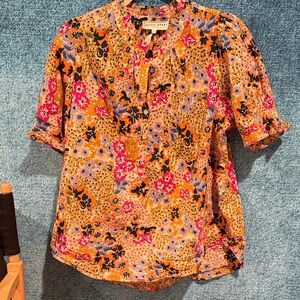 Isabel Marant Orange and Pink Floral Blouse
